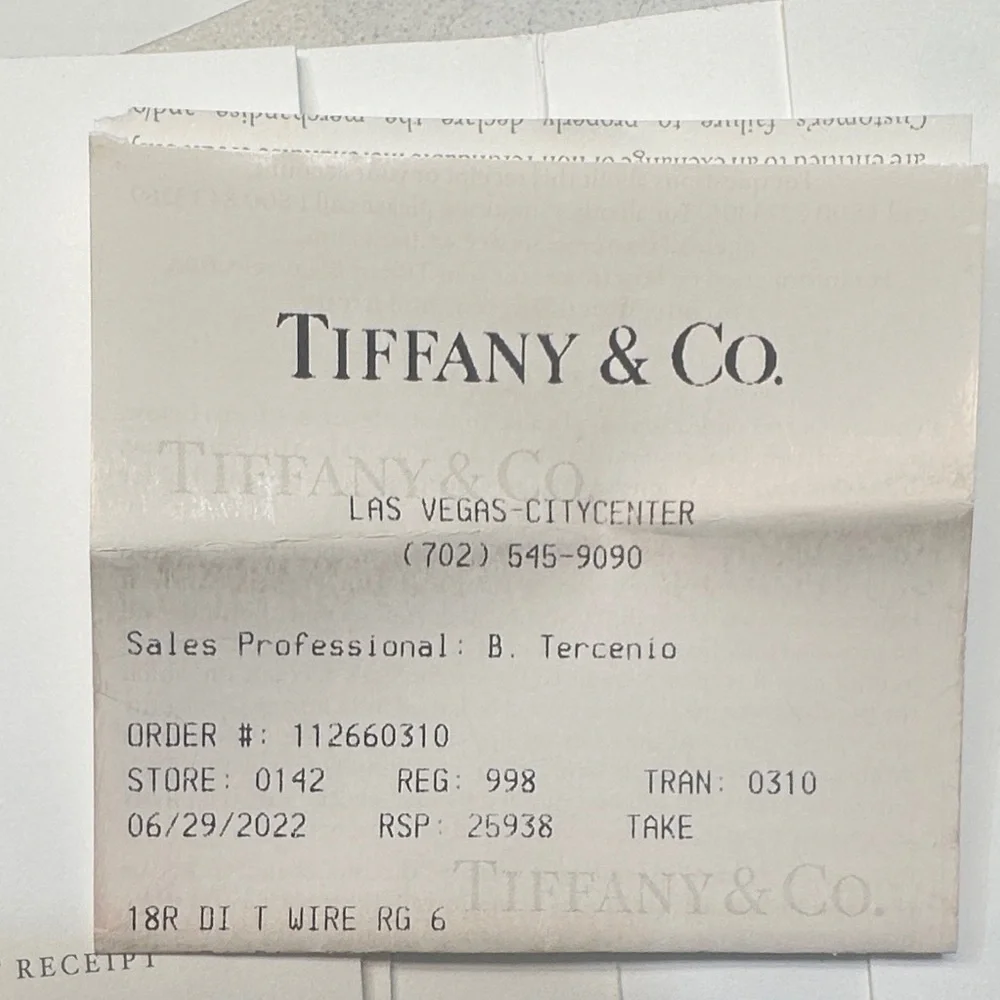 Tiffany & Co. Gold T-Style Diamond Accent Ring with Turquoise Box - Picture 7 of 8